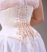 close up of back of corset showing laces