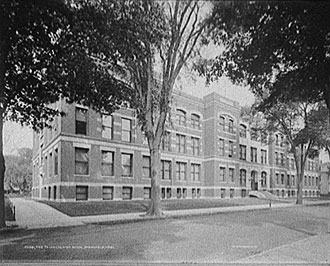 file:/activities/oralhistory/cappics/pryor1945_school, alt: b/w photo of Technical High School, Springfield, MA